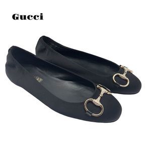 Gucci black satin with Crystal flats Authentic